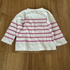 100円。ボーダーロングTシャツ80cmの画像
