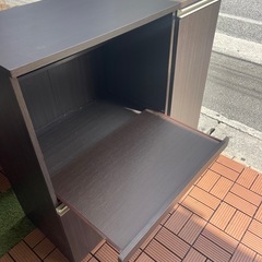 収納キャビネット（ブラウン）幅90×奥行40×高さ90cmの画像
