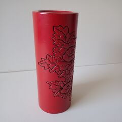 村上堆朱 漆器花瓶 赤漆塗り村上木彫堆朱　漆塗り花瓶　花器　堆朱花瓶の画像