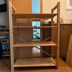 2台、無印パイン材ユニットシェルフの画像