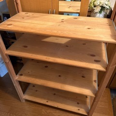 2台、無印パイン材ユニットシェルフの画像