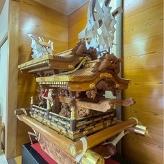 【大神輿】本格木彫り／大人4人で移動できる／子供会・お祭り・イベント用
の画像