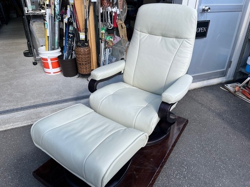 Himolla ヒモラ ゼロストレス チェア リクライニングチェア オットマン付き アイボリー Germany 高級家具 大塚購入 中古美品 ④