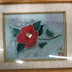 坂井高明 椿 額縁入り 絵画 日本画 花 インテリア 和室 洋室 壁掛け アート 額装　250927-3の画像