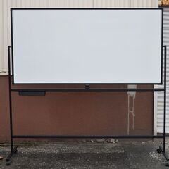 ★両面★ホワイトボード ブラック 1900x560x1810mm キャスター付 マグネット対応の画像