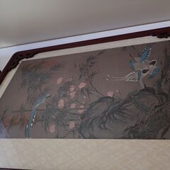 陳培秋作「春花三悦図」木製額　複製画　和風インテリア額　中国？の画像