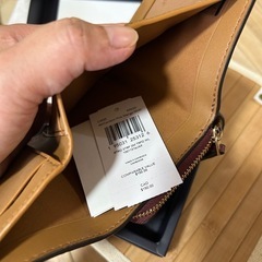 COACH( 未使用)　コーチ　ストライプカラーブロック　三つ折り財布　レザー　ピンクの画像