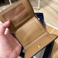 COACH( 未使用)　コーチ　ストライプカラーブロック　三つ折り財布　レザー　ピンクの画像