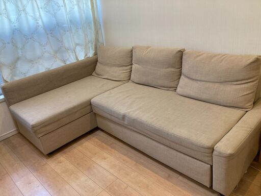IKEAフリーヘーテンコーナーソファベッド収納付き ベージュ