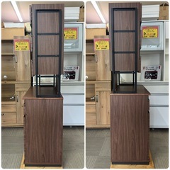 【超美品‼️】ニトリ 85cm幅ダイニングボード カップボード 食器棚 キッチン収納家具 木目調ダークブラウン♪の画像