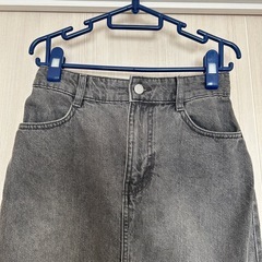 デニムスカート 膝下丈 グレーの画像