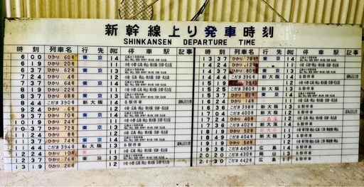 当時物！新幹線時刻表アクリル製