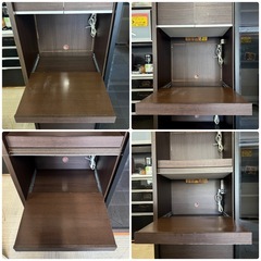 【超美品‼️】大川家具 120cm幅ダイニングボード 食器棚 キッチン収納家具 木目調ダークブラウン♪の画像