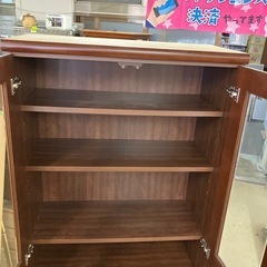 ロ 2509-499 木製ガラス扉付きキャビネット キズ汚れありの画像