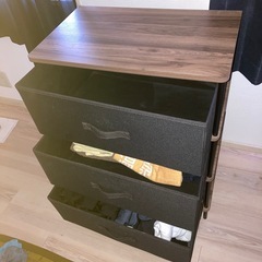 ニトリ 3段チェスト PST2 Middle Brown/Blackの画像