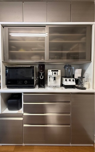 【美品】ニトリ カップボード 『ラピス』ステンゴールド上置き付き