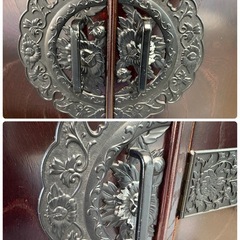 NO.2583 肥前欅工芸 民芸家具 箪笥 タンス 上下分割式 鍵付き 収納 家具 中古の画像