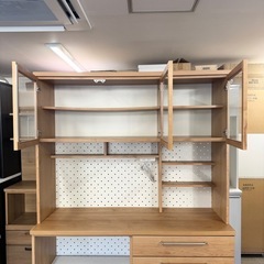 【超美品‼️】定価十数万♪ 東馬 140cm幅キッチンボード 食器棚 収納家具 に日本製 木目調ブラウン♪の画像