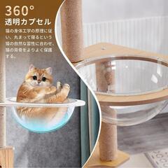 キャットタワー❣️ハンモック 木製 スリムデザイン 大型猫用 宇宙船 156㎝の画像