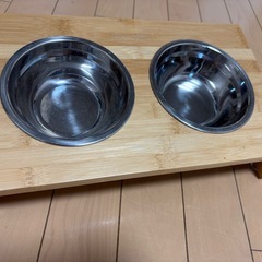 ペット用お皿木製トレー付き　散歩リードの画像