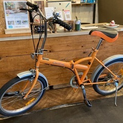 【前後タイヤ・チューブ新品！】外装3段　20インチ折りたたみ自転車　オレンジの画像
