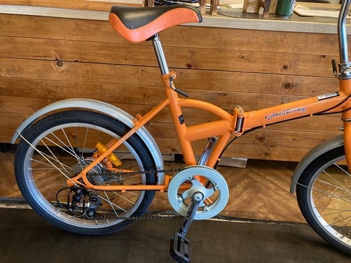 【前後タイヤ・チューブ新品！】外装3段　20インチ折りたたみ自転車　オレンジ