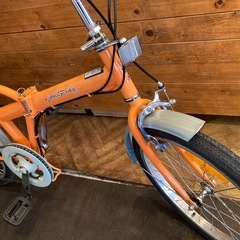 【前後タイヤ・チューブ新品！】外装3段　20インチ折りたたみ自転車　オレンジの画像