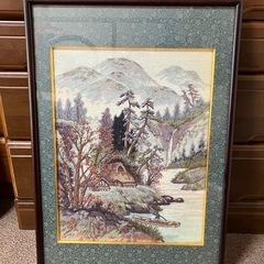 刺繍額付き　絵画　アートの画像
