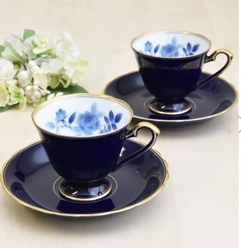 【新品未使用品】香蘭社　【 サムシングブルー】ペアコーヒーカップ＆ソーサー