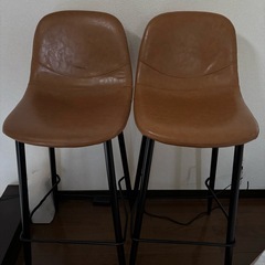 カウンターチェア　キャメル　2脚セットの画像