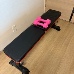 0円でお譲りします　引き取り限定　ベンチ　トレーニング　ダンベルの画像