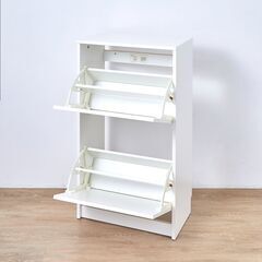 【IKEA】イケア シューズボック2段(BISSA)室内/屋外用 ホワイト 2個セット 直接手渡し希望(本郷三丁目駅周辺)の画像