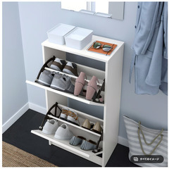 【IKEA】イケア シューズボック2段(BISSA)室内/屋外用 ホワイト 2個セット 直接手渡し希望(本郷三丁目駅周辺)の画像