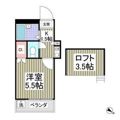 💙初期費用5万円☆1カ月フリーレント付き☆敷礼０☆｟1K｠鶴ヶ島市☆便利なロフト付き！バス・トイレ別！💙≪205≫ − 埼玉県