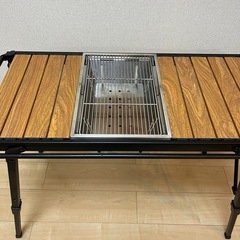 【3点セット】IGT規格対応 モジュール式アイアングリルテーブル＋BBQグリル＋天板シングルバーナー取り付け テーブルラックの画像
