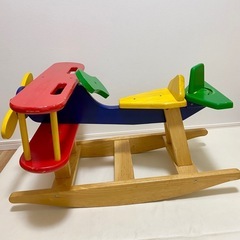 【希少】木製 飛行機 シーソー おもちゃ バランス 木馬　ロッキングホース　乗用の画像