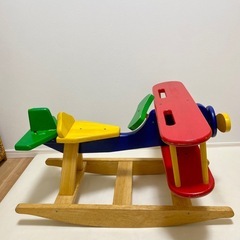 【希少】木製 飛行機 シーソー おもちゃ バランス 木馬　ロッキングホース　乗用の画像
