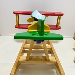 【希少】木製 飛行機 シーソー おもちゃ バランス 木馬　ロッキングホース　乗用の画像