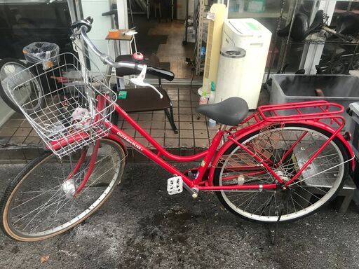 リサイクルショップどりーむ鹿大前店　No.451　自転車　赤色　27インチ　ＬＥＤオ－トライト付き　内装三段切替付き　鍵なし　※空転時、違和感あり※