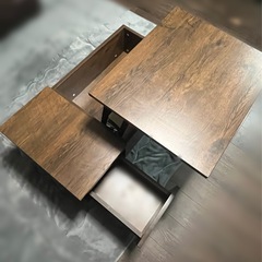 【昇降式】【ローテーブル】【収納付き】【木目調】の画像