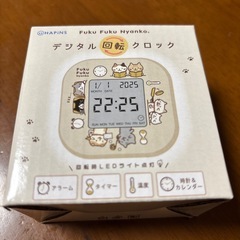 【新柄】ふくふくにゃんこ 　デジタル回転クロック②の画像