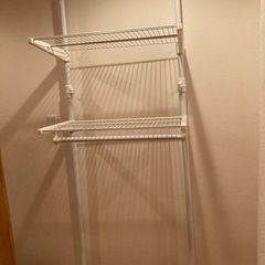 つっぱりラック(棚付) 棚2段 ハンガーパイプ付きの画像