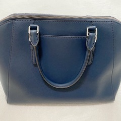【MICHAEL KORS】本革ハンドバッグ ネイビー ★ノートPC収納可★の画像