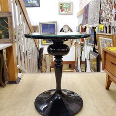 ① ITALY イタリア Garret Interior ALICE ROUND TABLE (ギャレット インテリア アリス ラウンドテーブル) 天板ミラーガラス 鏡天板 サイドテーブル コーナーテーブル 黒 ブラック 飾り台◆幅45㎝×奥行45㎝×高さ55㎝◆近隣配送無料 買取帝国 朝霞店の画像
