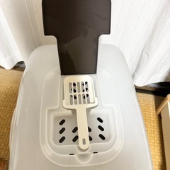 ネコトイレ(リッチェル)深型60フード付 ダークグレーの画像