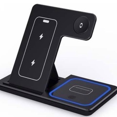 3in1 ワイヤレス充電器 おりたたみ 3台同時 iphone airpods applewatch 急速充電 Magsafe対応 の画像