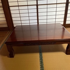 再　ダークブラウン 木製テーブル　こたつ布団も挟めます！の画像