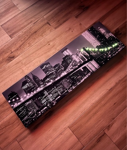 ニトリLEDライト付きニューヨーク夜景キャンバスポスター (ぴぴ) 額