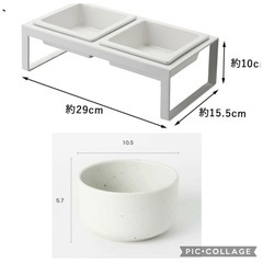  ペットフードボウルスタンド&ヘルスウォーター水飲み用　猫犬の画像