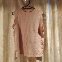 ピンク ノースリーブ トップス Lサイズの画像